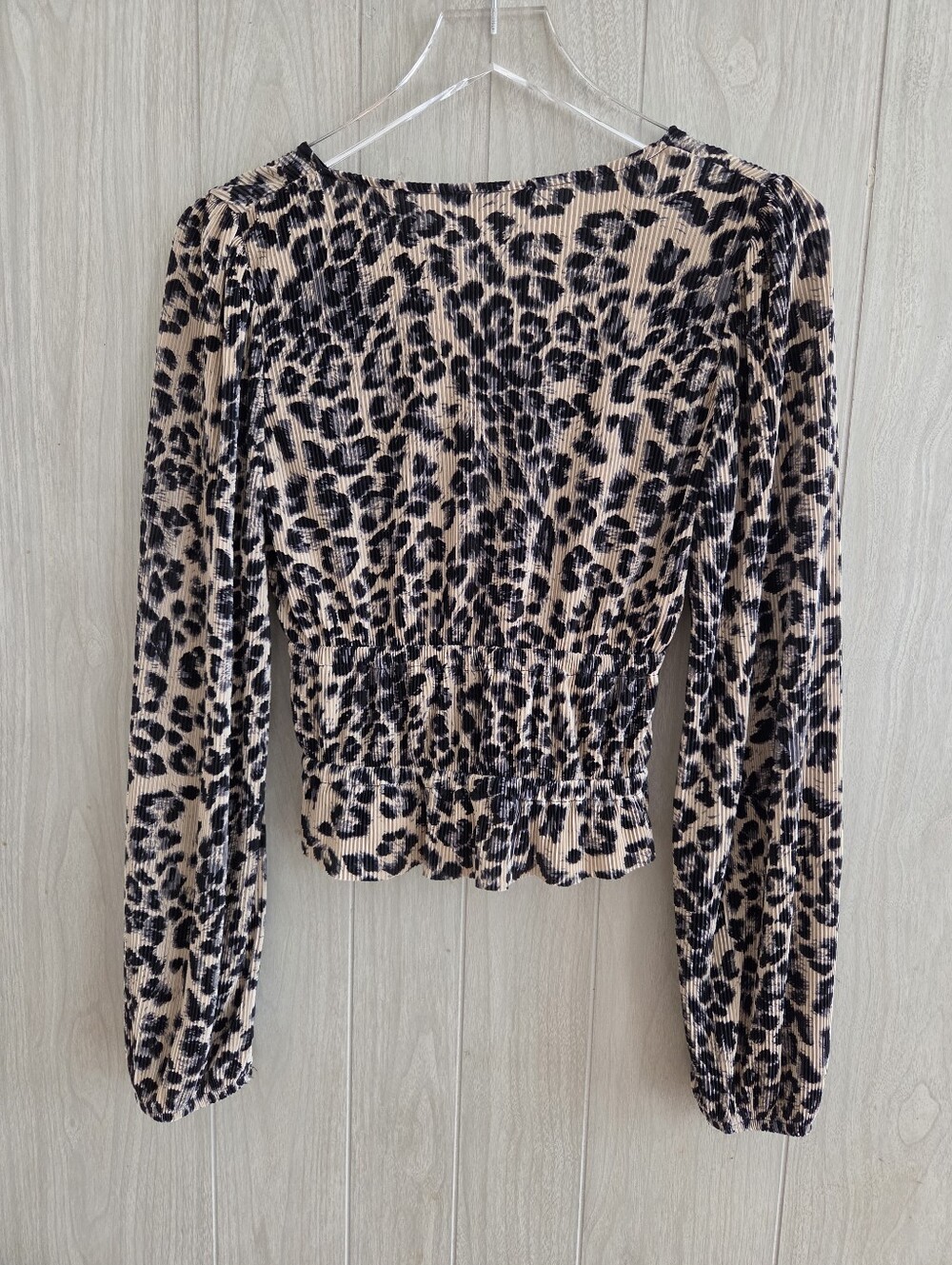 Zara Leopard Ribbed Ruched Top Blouse - Picture 6 of 10
